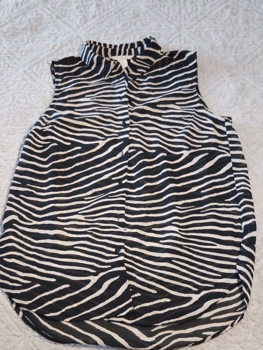 H&M Sleeveless Zebra Print Button-Front Blouse - Black & White